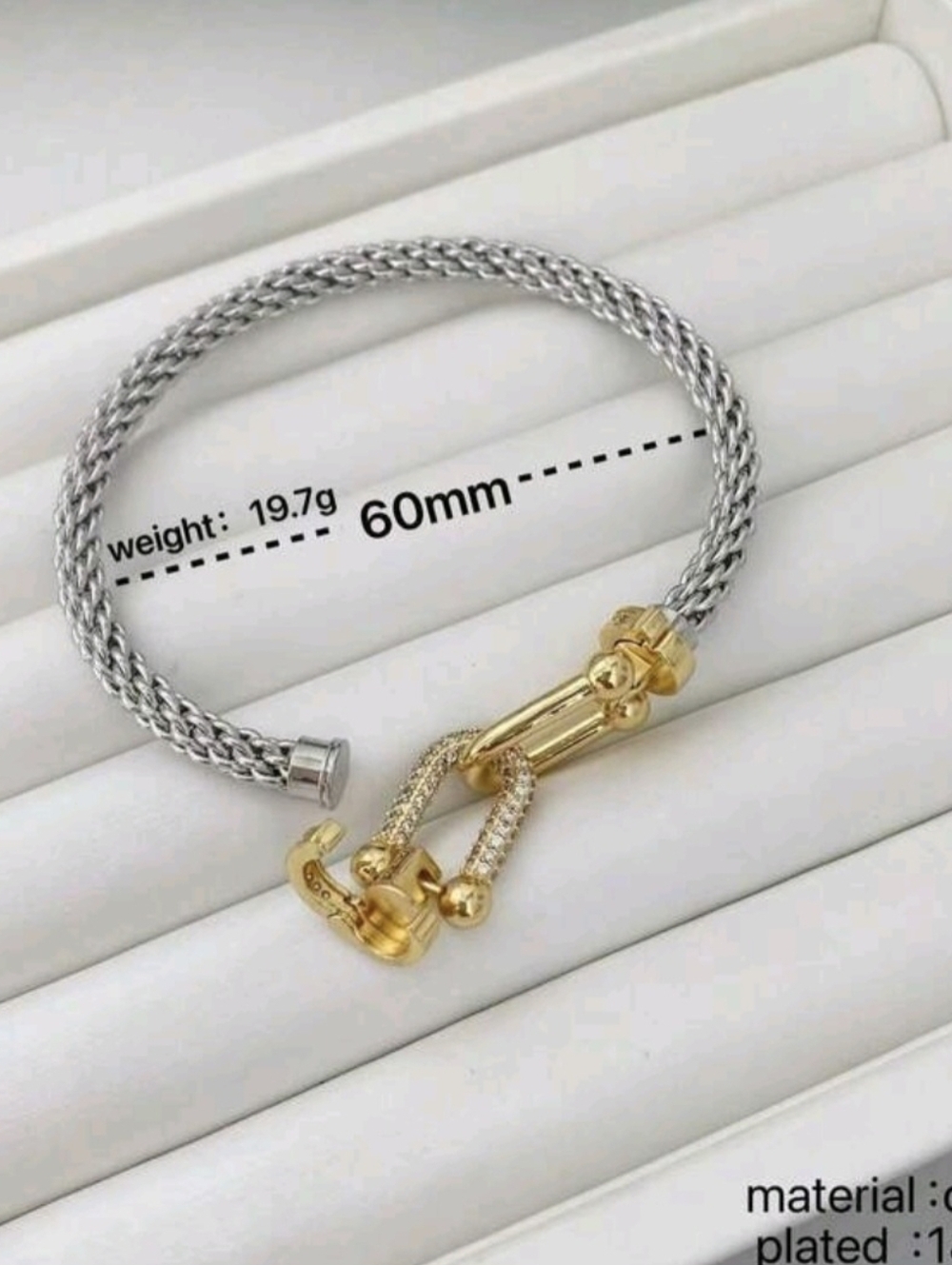 💛💛NEW💛💛 BEAUTIFUL!! CZ Pave Interlocking Buckle Bangle Bracelet In GOLD - Picture 5 of 15